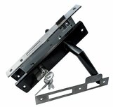deurslot-set PC72, RVS kruk/schild recht, voor- en sluitplaat RVS-ZWART