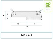 Opdeklat K9-32/3 glaslat