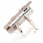 deurslot-set PC72, RVS kruk/schild recht, voor- en sluitplaat RVS