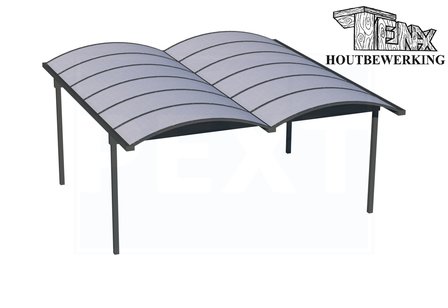 Dubbele Boog Carport 406cm diep Zonder tussenstaanders