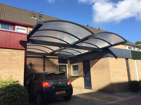 Dubbele Boog Carport 406cm diep Zonder tussenstaanders