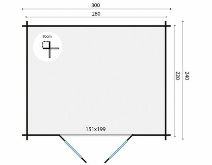 Blokhut Klair 300x240cm