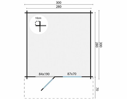 Blokhut Bo 300x300cm