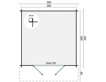 Blokhut Perlund 300x300cm