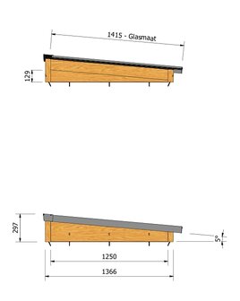 Daklicht Douglas 762mm breed x 1250mm diep incl. gelaagd glas