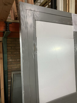 b-keus Hardhouten enkele 1-ruits deur Prestige met dubbelglas 109 x 221 cm, grijs gegrond linksdraaiend