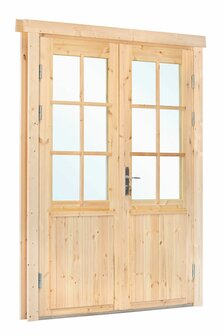 Dubbele deur+kozijn dubbel glas, vuren, XL 181.5 x 215 cm rechtsdraaiend