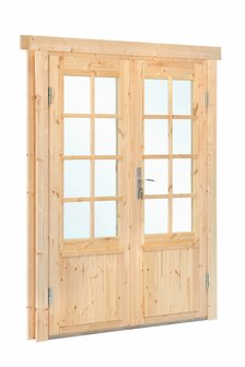 Dubbele deur+kozijn, vuren, dubbel glas DL7 159 x 188 cm