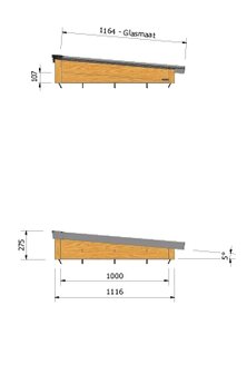Daklicht Douglas 2250mm breed en 1000mm diep incl. gelaagd glas
