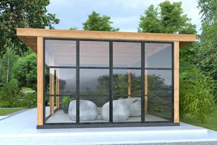 Complete set steellook glaswand zwart 397,2 x 224 cm