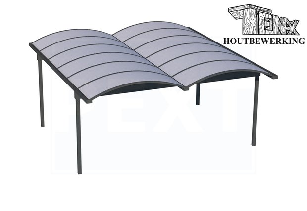 Dubbele Boog Carport 306cm diep Zonder tussenstaanders