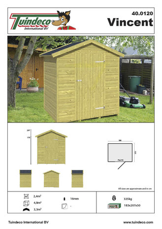 Tuinhuisje geïmpregneerd Vincent 187x122cm