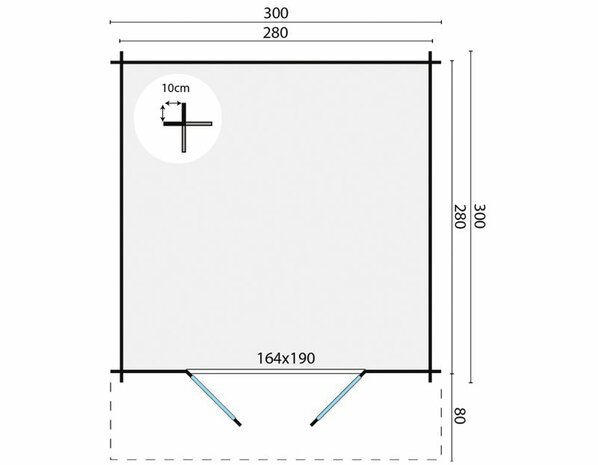 Blokhut Perlund 300x300cm