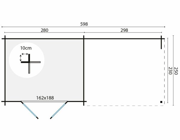 Blokhut Freddy 598x250cm 