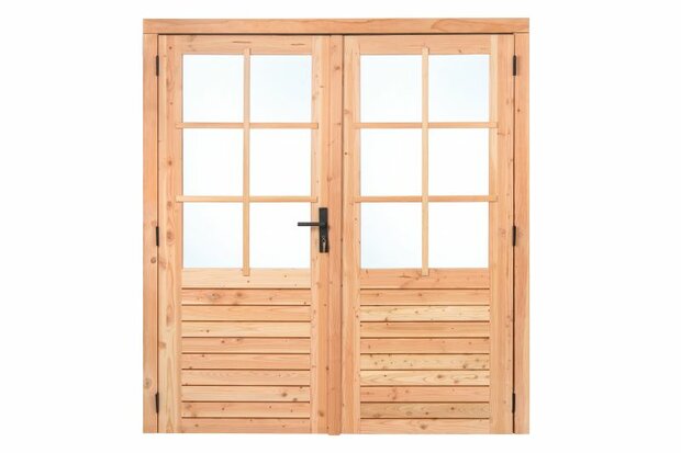 Douglas dubbele glas deur 6-ruits B1850xH2050mm buitenmaat, linksdraaiend