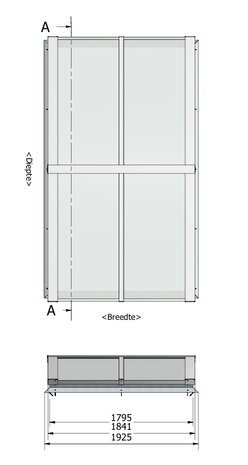 Zadeldak 1745mm breed x 3050mm diep incl. Geïsoleerd glas