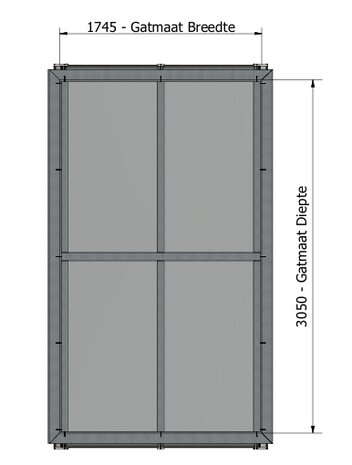 Zadeldak 1745mm breed x 3050mm diep incl. Geïsoleerd glas