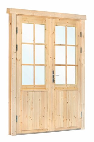 Dubbele deur+kozijn dubbel glas, vuren, XL 181.5 x 215 cm rechtsdraaiend