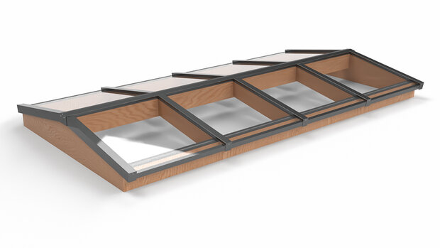 Zadeldak lichtstraat 3222mm breed incl. enkel gelaagd glas