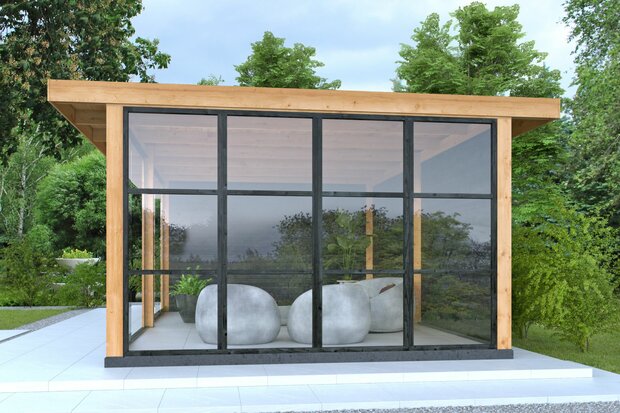 Complete set steellook glaswand zwart 397,2 x 224 cm