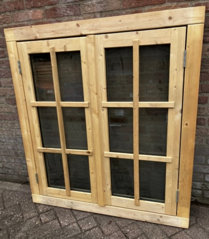 Dubbel uitzetraam vuren met dubbel glas 112x120.5